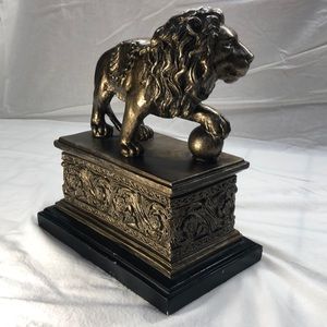 The Lion. NOT Bronze. Plaster mold on wood base.